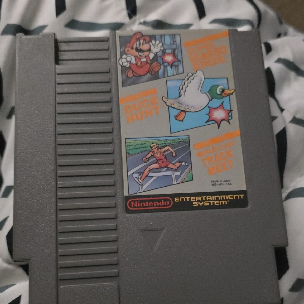 Nintendo Gray NES Cartridge with Duck Hunt / Super Mario / Track & Field Label